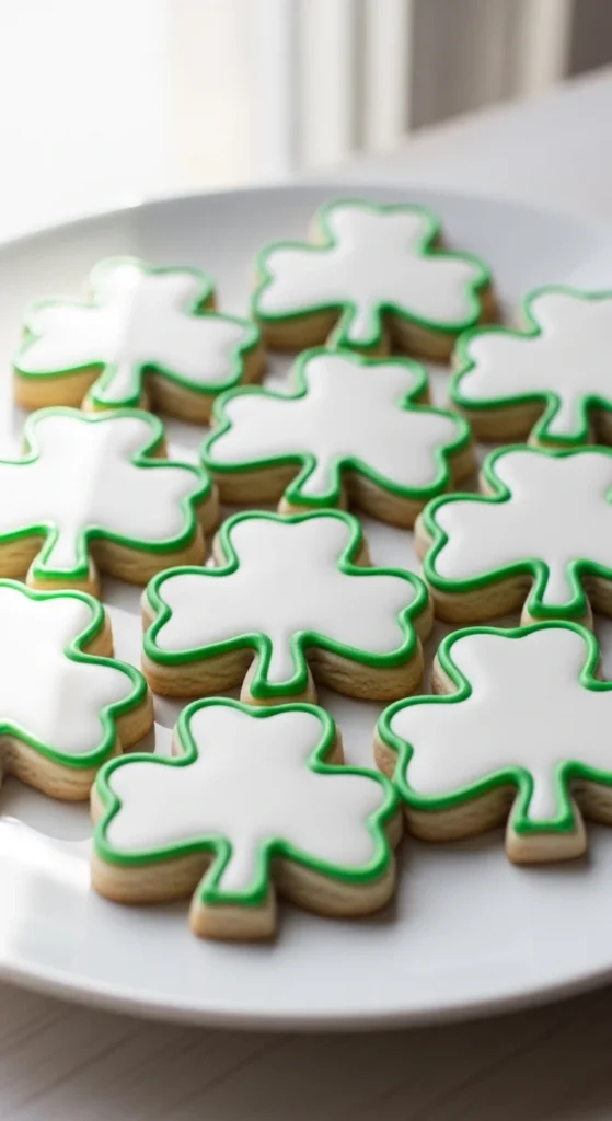 Minimal Outline Shamrock Cookies