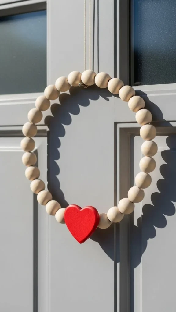 Minimalist Wood Bead Valentine Wreath