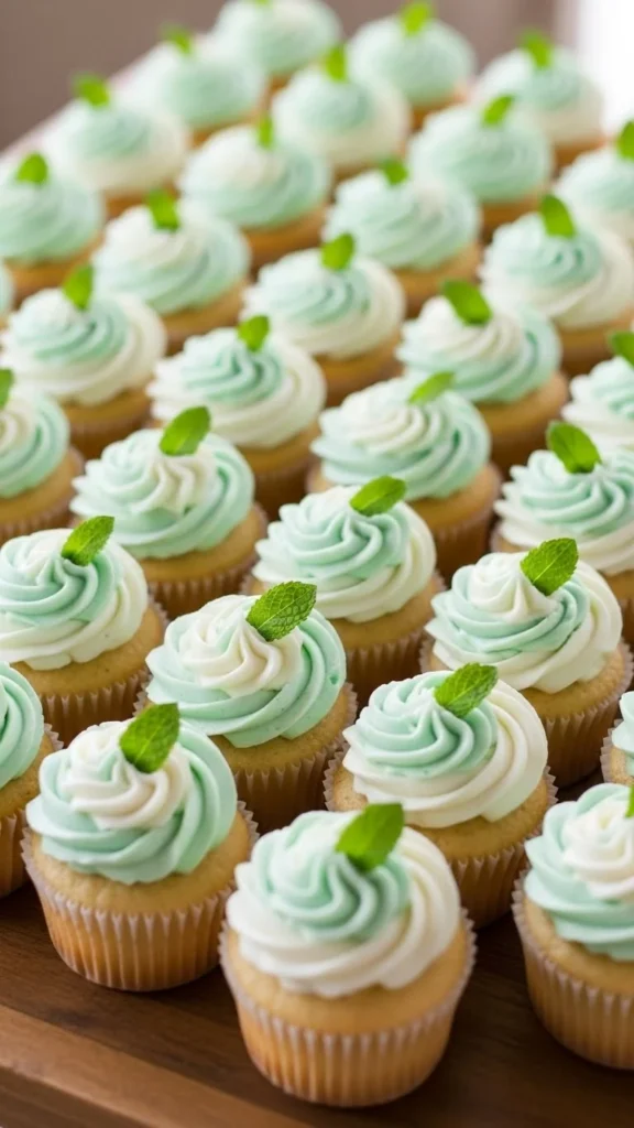 Mint Swirl Vanilla Cupcakes