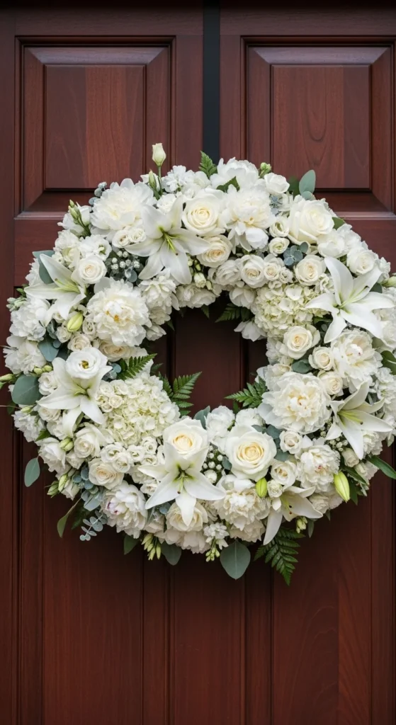 Monochrome White Floral Wreath