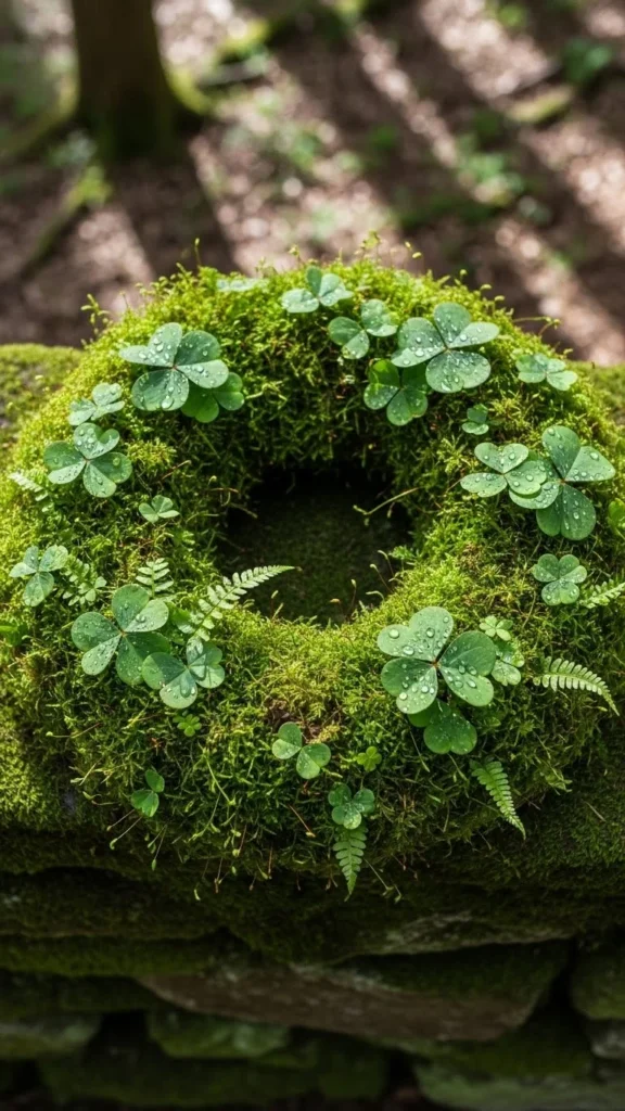 Moss Covered Shamrock Wreath