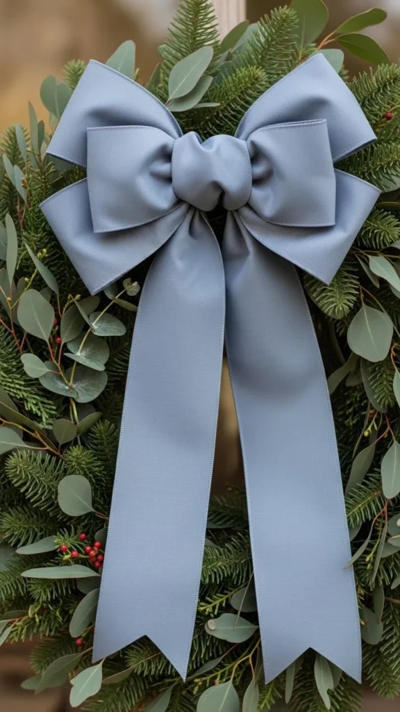 Muted Blue Silk-Style Bow