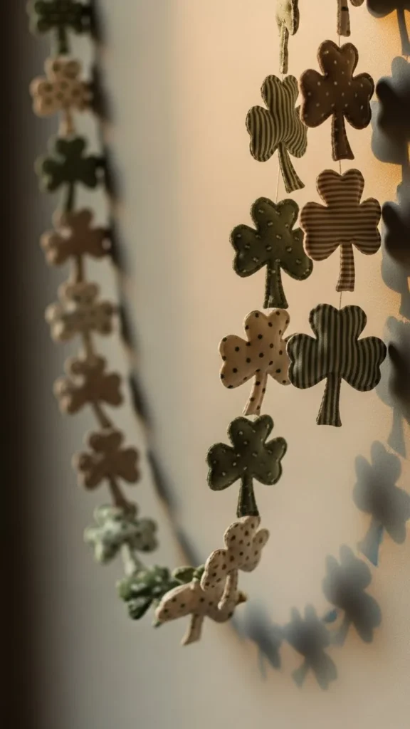 Neutral Fabric Clover Garland