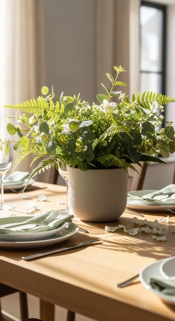 Neutral Planter With Faux Greenery