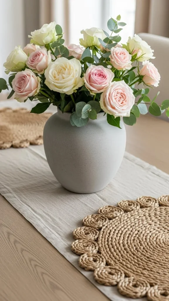 Neutral Stone Vase Roses