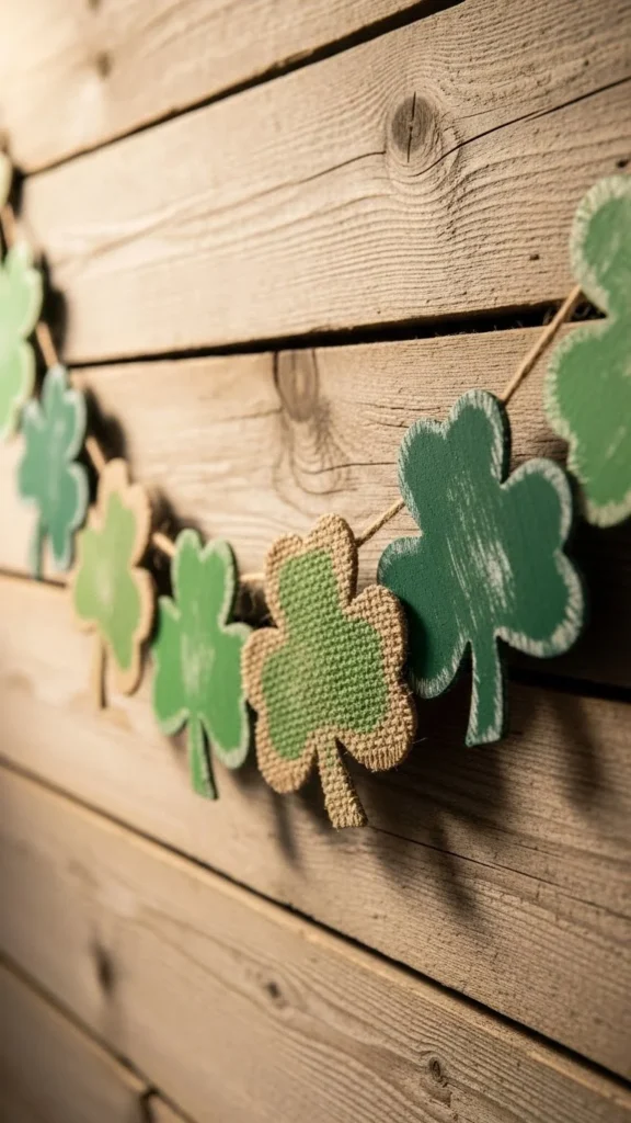 Painted Burlap Clover Garland