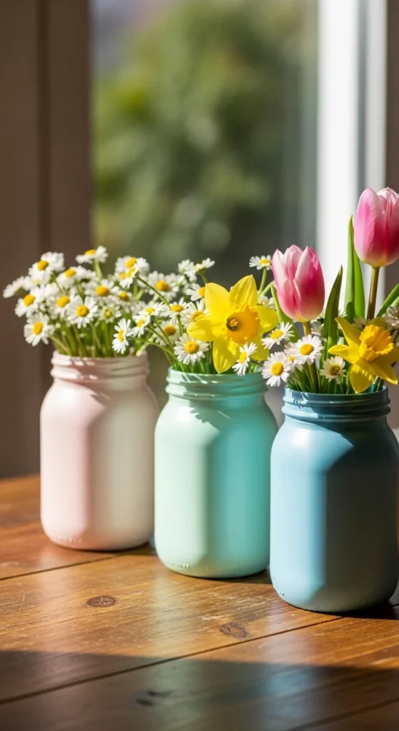 Painted Glass Jar Vases