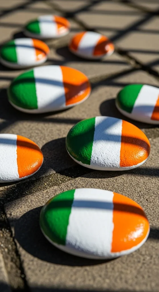 Painted Irish Flag Stones
