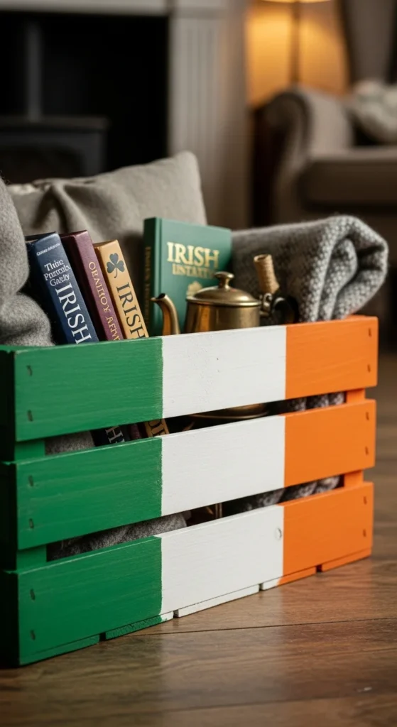 Painted Irish Flag Wooden Crate