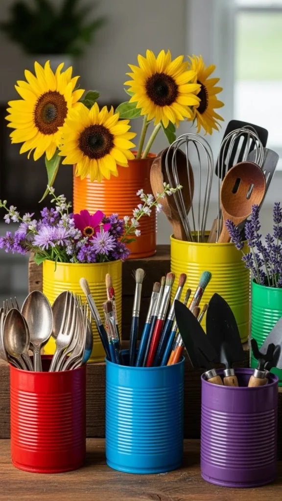 Painted Tin Can Holders