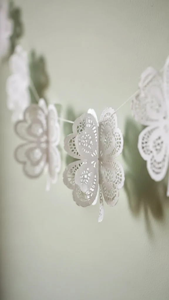 Paper Doily Clover Garland
