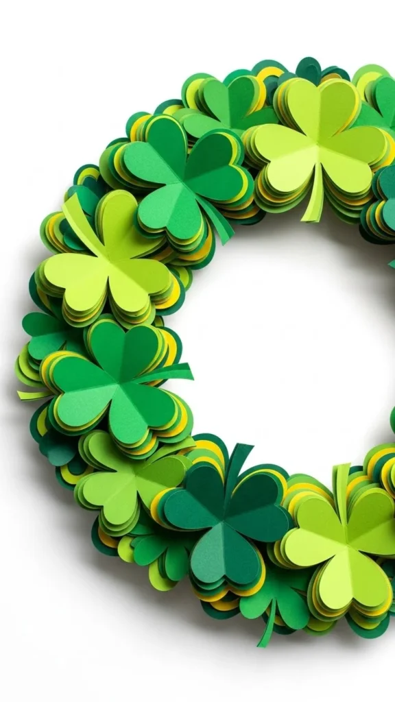 Paper Shamrock Layered Wreath