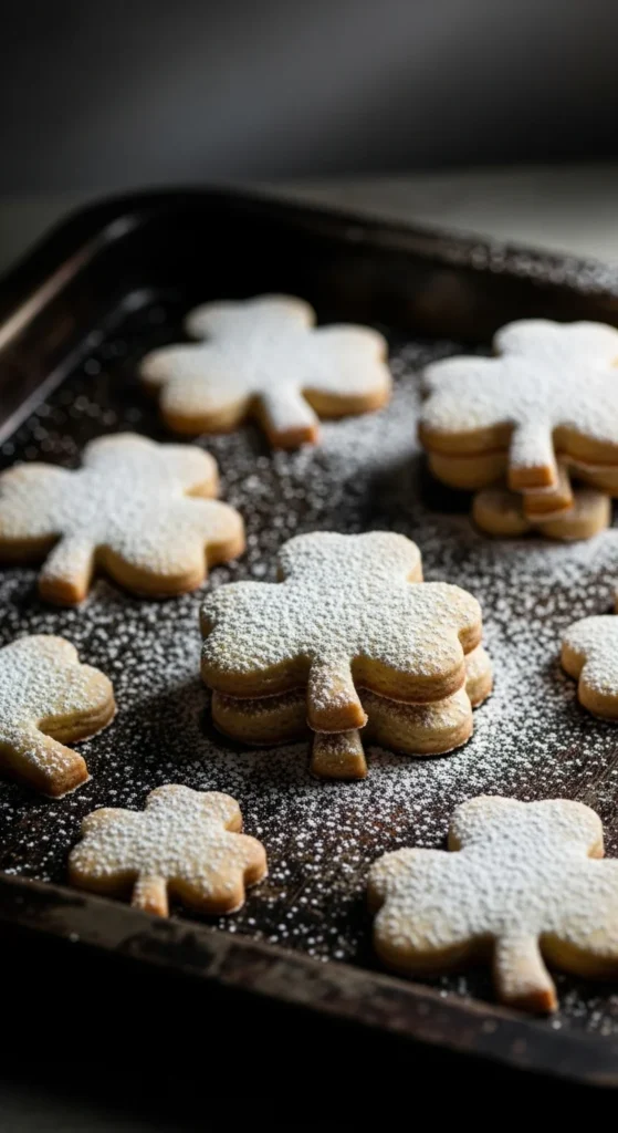 Powdered Sugar Shamrock Cookies