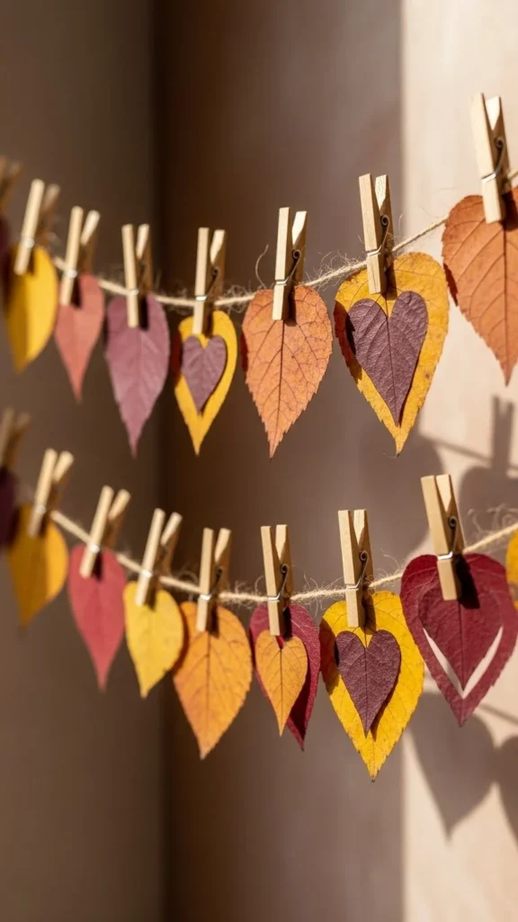 Pressed Leaf Heart Banner