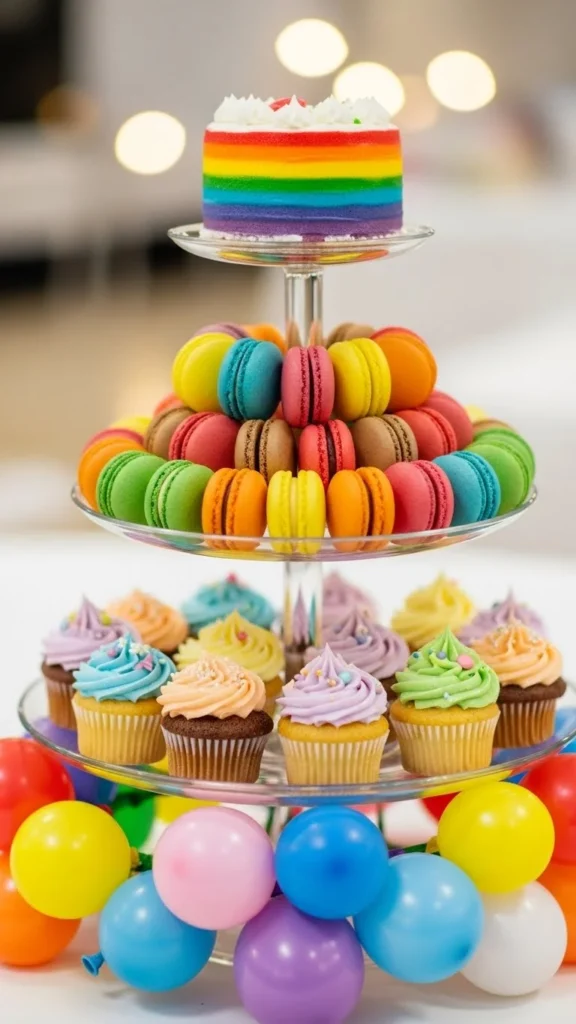 Rainbow Balloon Dessert Stand Accent