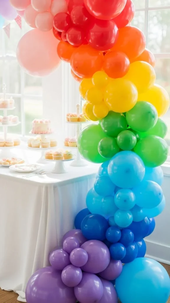 Rainbow Balloon Garland for Tables