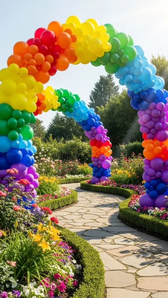 Rainbow Balloon Outdoor Archway