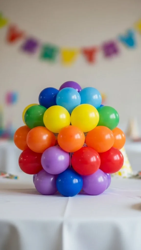 Rainbow Balloon Table Centerpiece