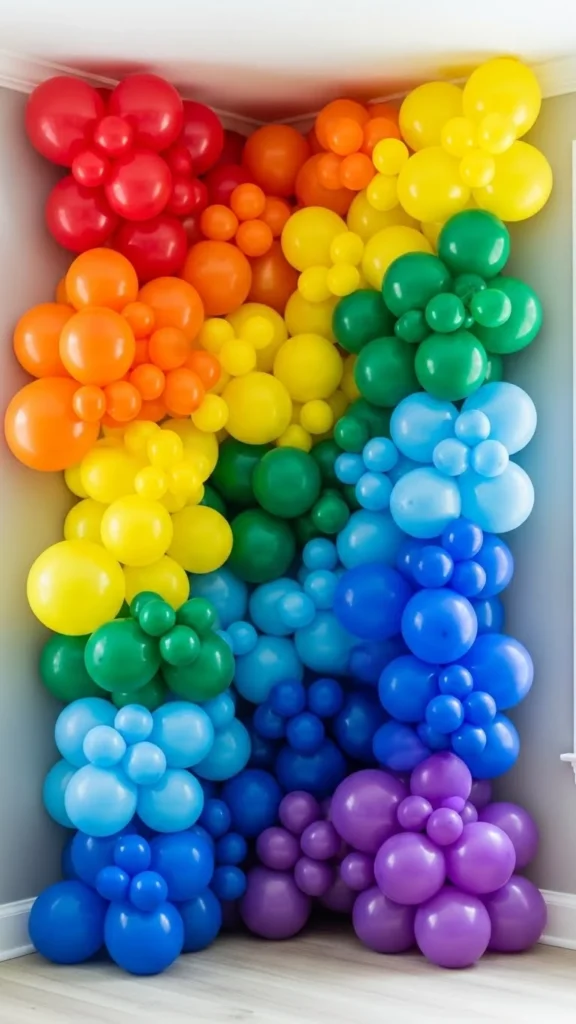 Rainbow Balloon Wall Corners