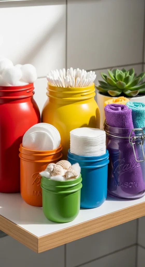 Rainbow Bathroom Shelf Jars