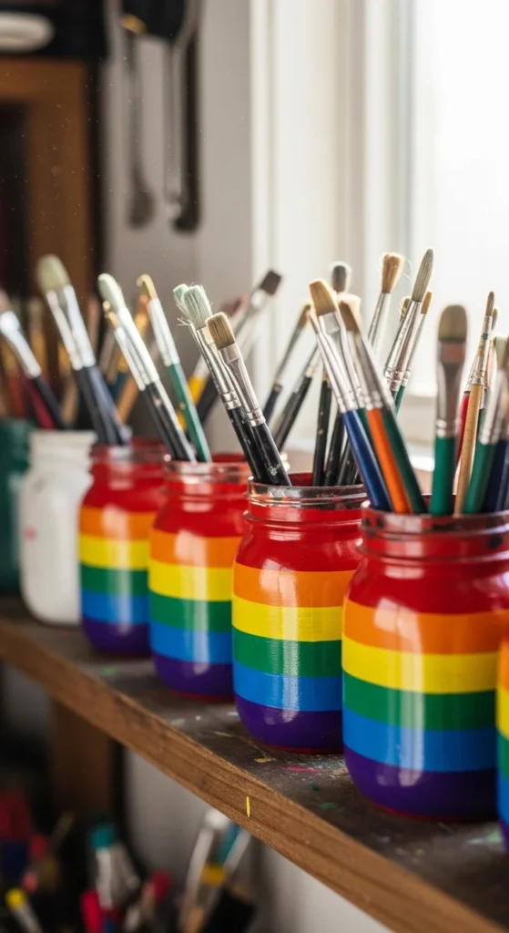 Rainbow Brush Holder Row
