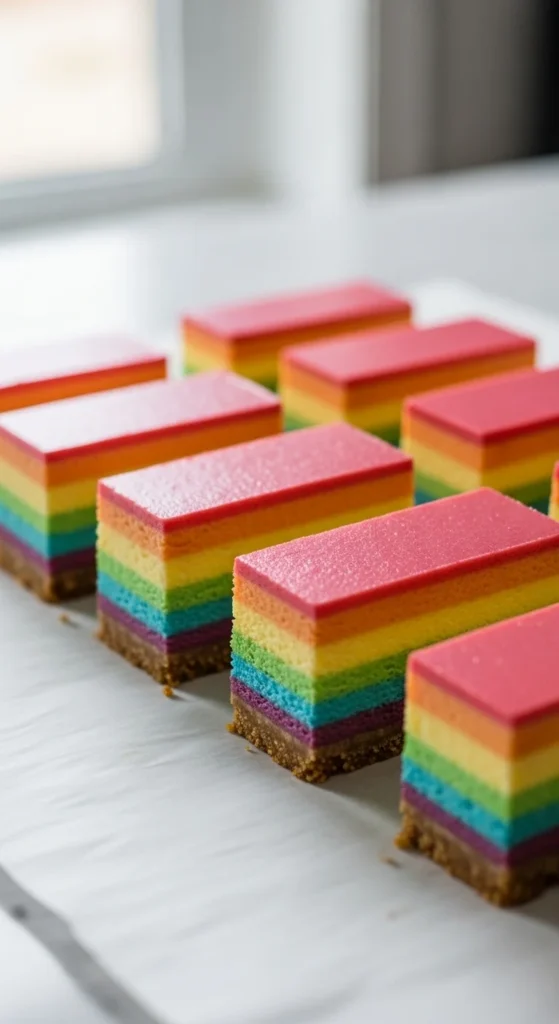 Rainbow Cheesecake Bars