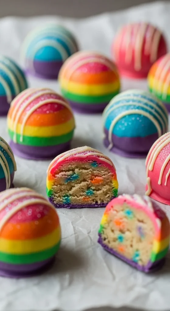 Rainbow Cookie Dough Truffles