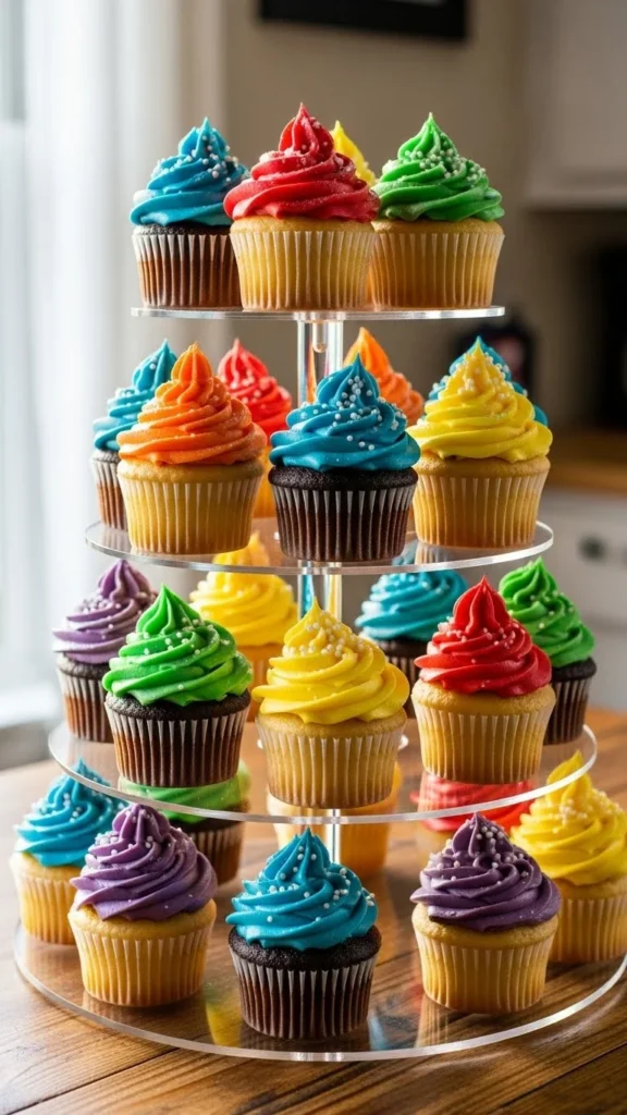 Rainbow Cupcake Stand Centerpiece