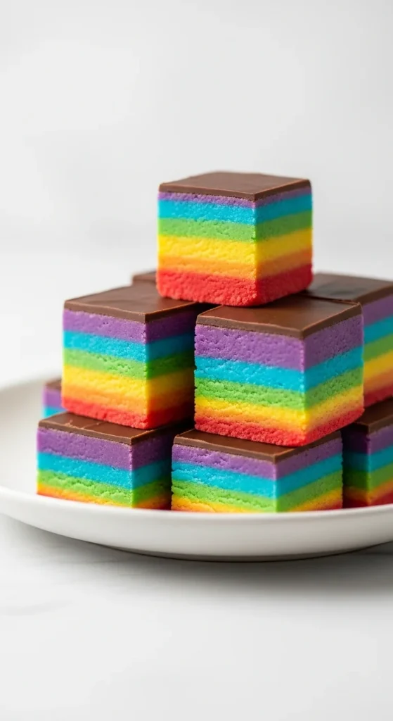 Rainbow Fudge Squares