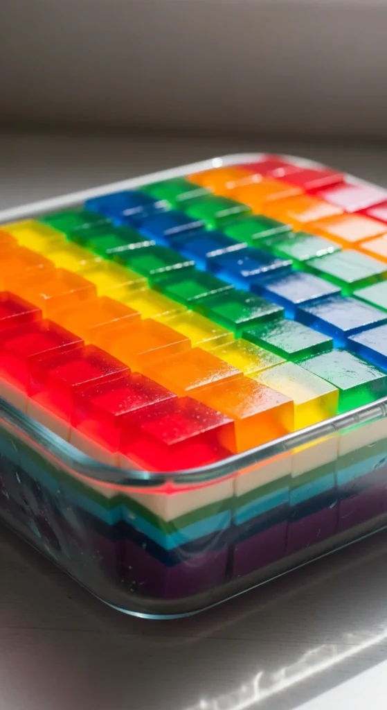 Rainbow Jello Cubes