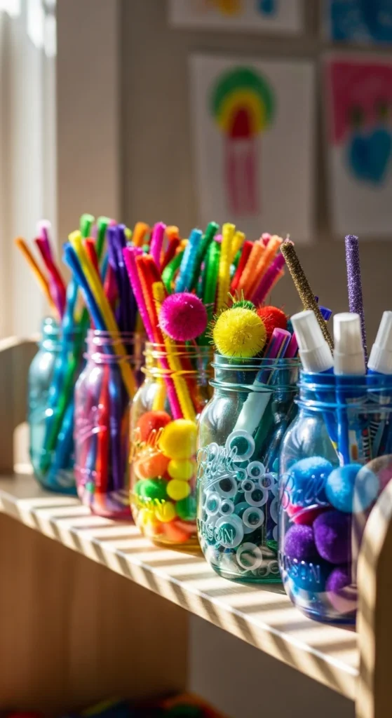 Rainbow Kids Craft Shelf