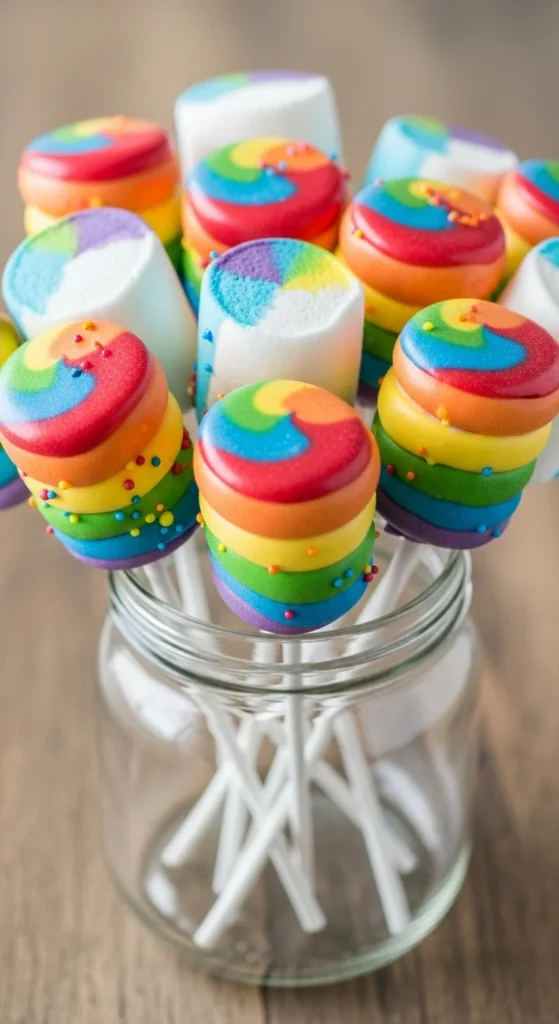 Rainbow Marshmallow Pops