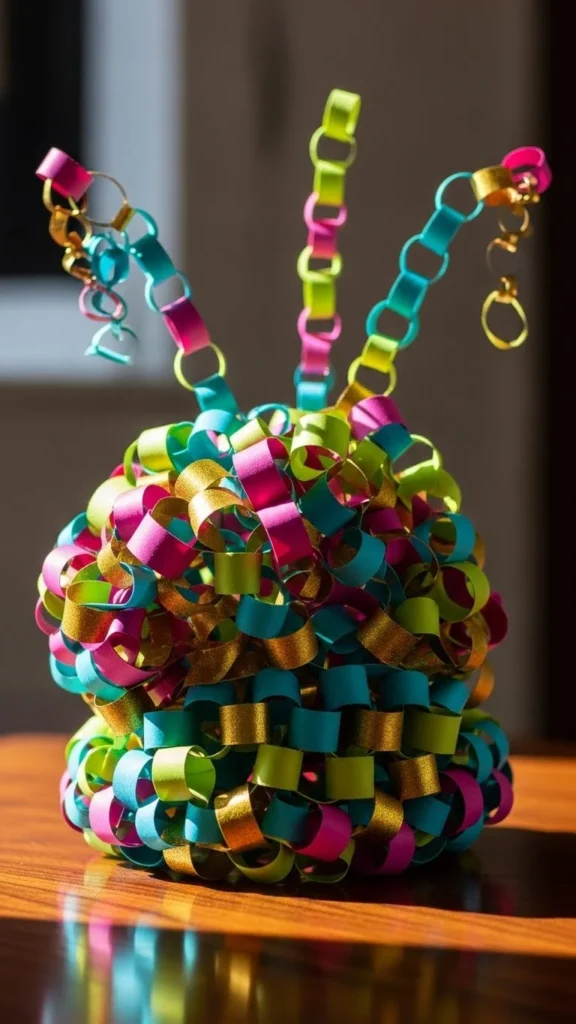 Rainbow Paper Chain Sculpture