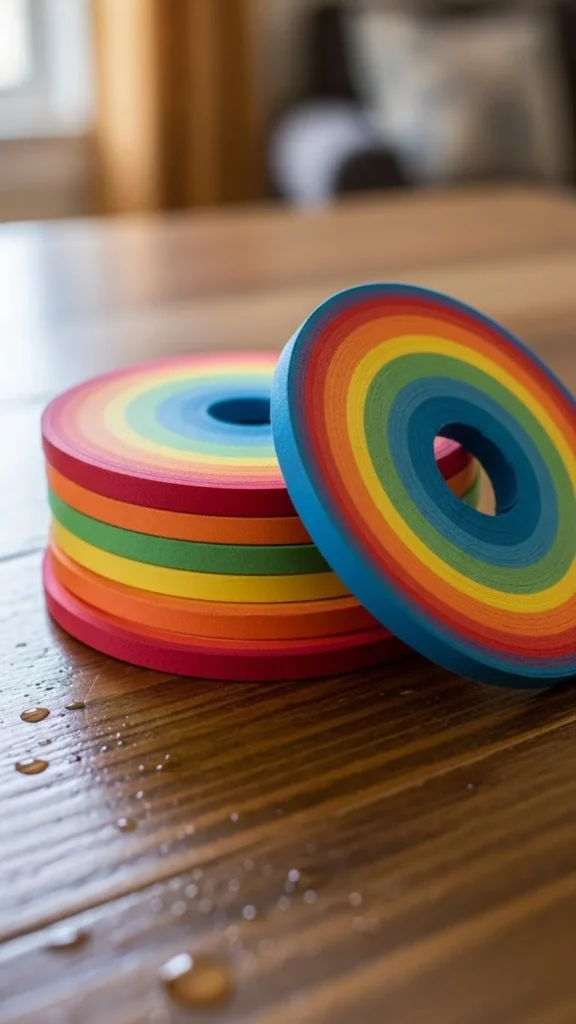 Rainbow Paper Coasters