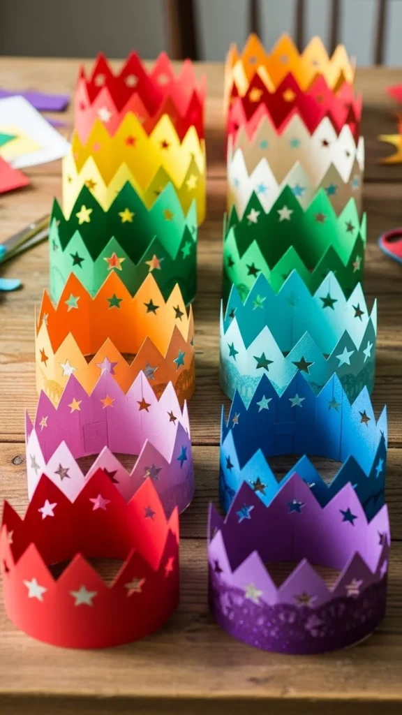 Rainbow Paper Crowns