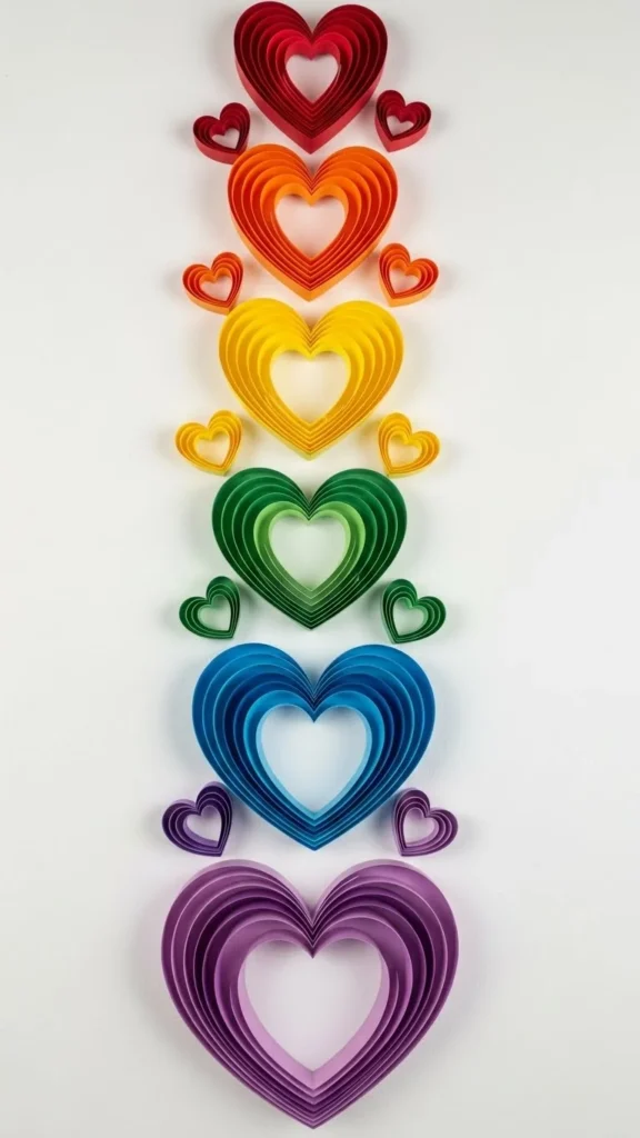 Rainbow Paper Hearts