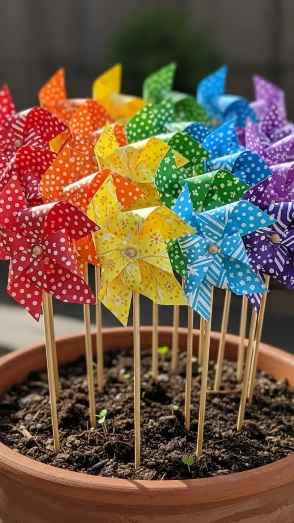 Rainbow Paper Pinwheels