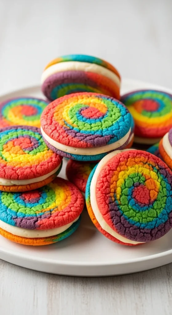 Rainbow Sugar Cookie Sandwiches