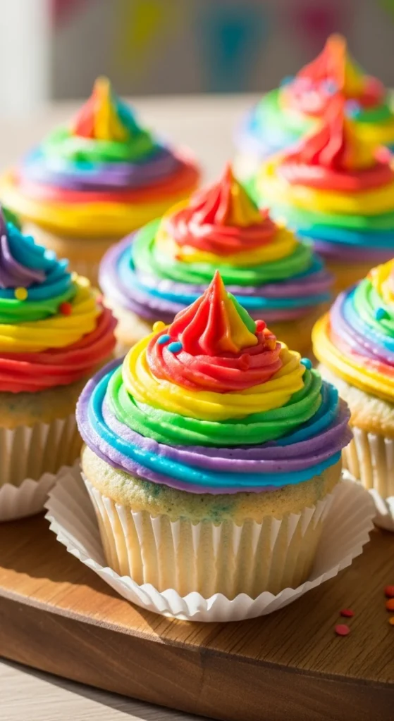 Rainbow Swirl Cupcakes