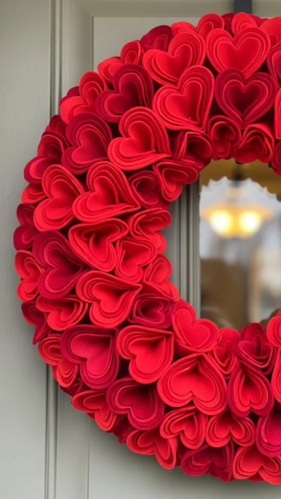 Red Felt Heart Cluster Wreath