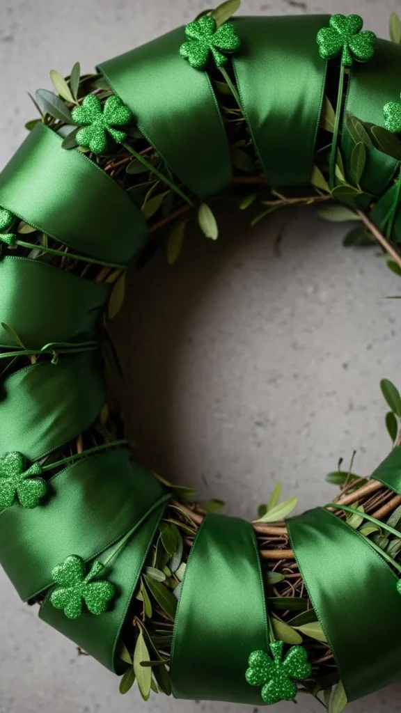 Ribbon Wrapped Shamrock Wreath