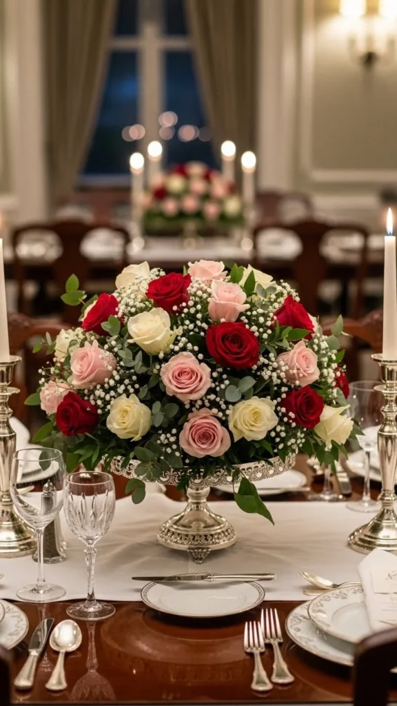 Rose Cluster on Cake Stand
