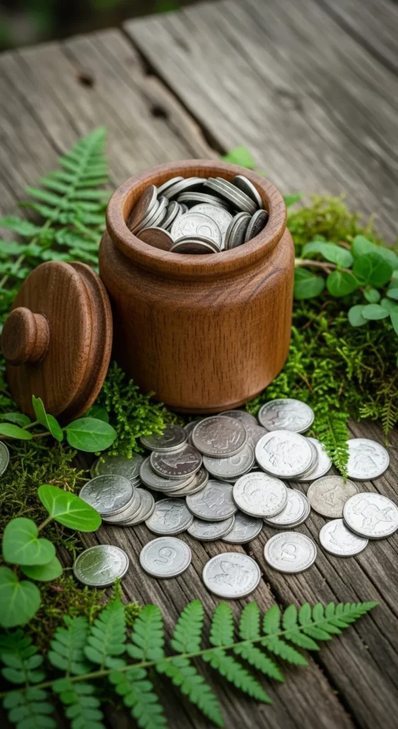 Rustic Wooden Coin Jar