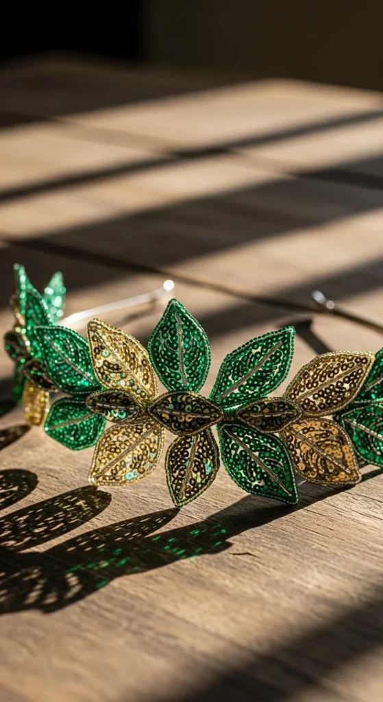 Sequin Leaf Crown Headband