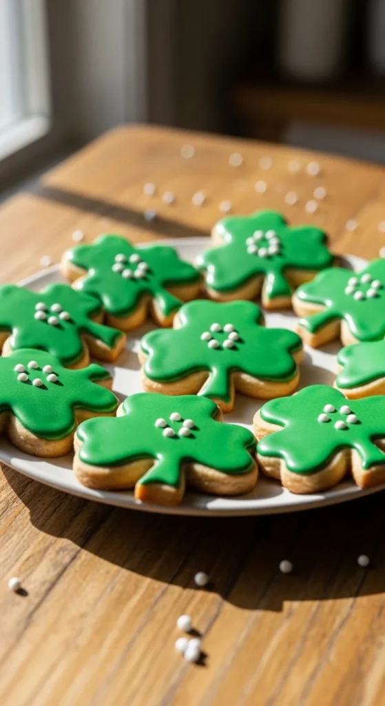 Shamrock Cookies with Center Dots
