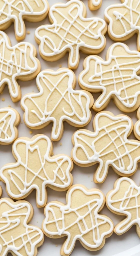 Shamrock Cookies with Drizzle Line