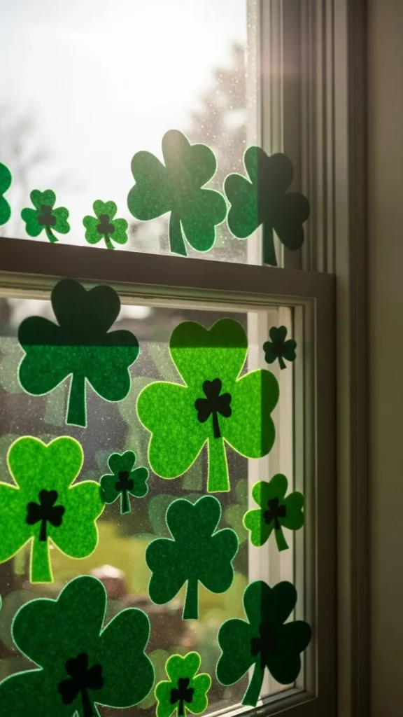 Shamrock Felt Window Clings