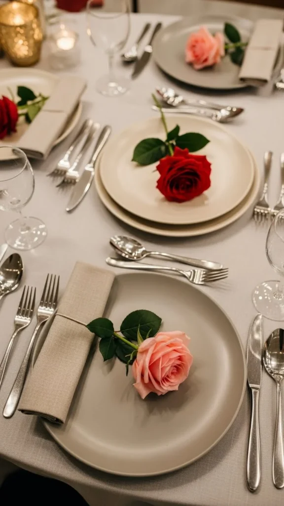 Single Rose Place Settings