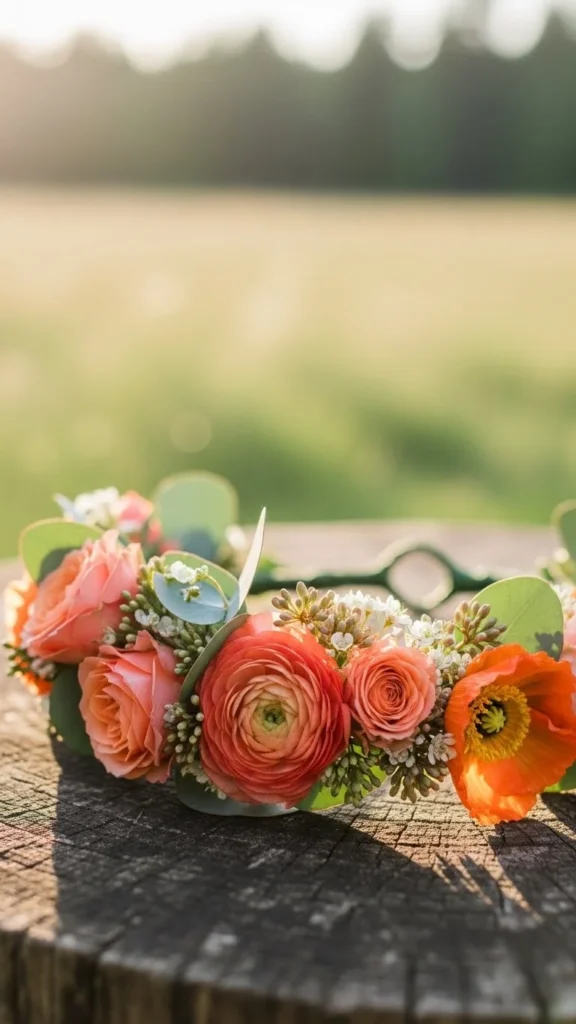 Soft Coral Flower Crown