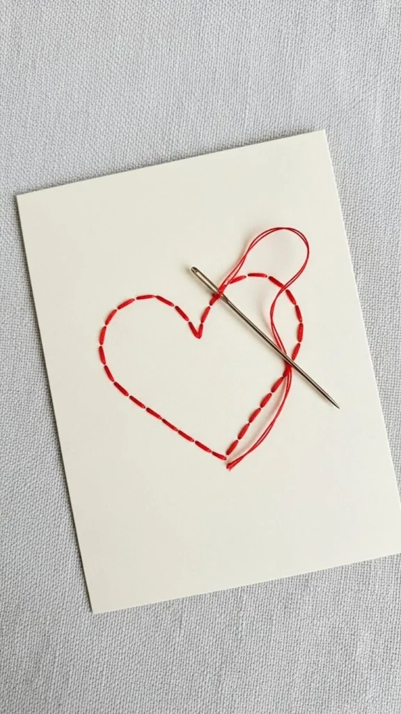 Stitched Paper Heart Card